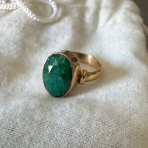 Elegant Emerald Green Stone Gold Plated Ring